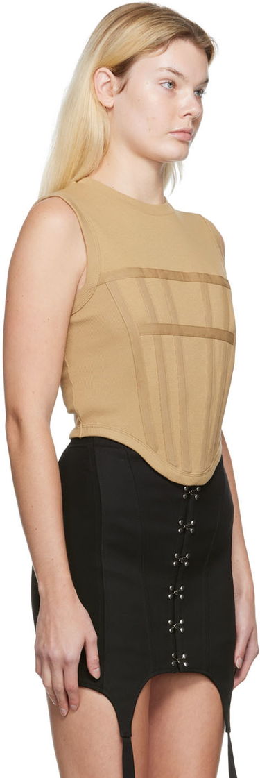 Tankkitoppi Dion Lee Rib Knit Corset Tank Top Beige | C3017R22, 1