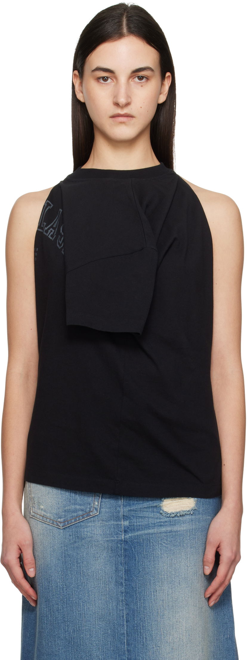 Tankkitoppi Maison Margiela MM6 Maison Margiela Dual Wear Varsity Print Tank Top Musta | S52NF0012 M20050