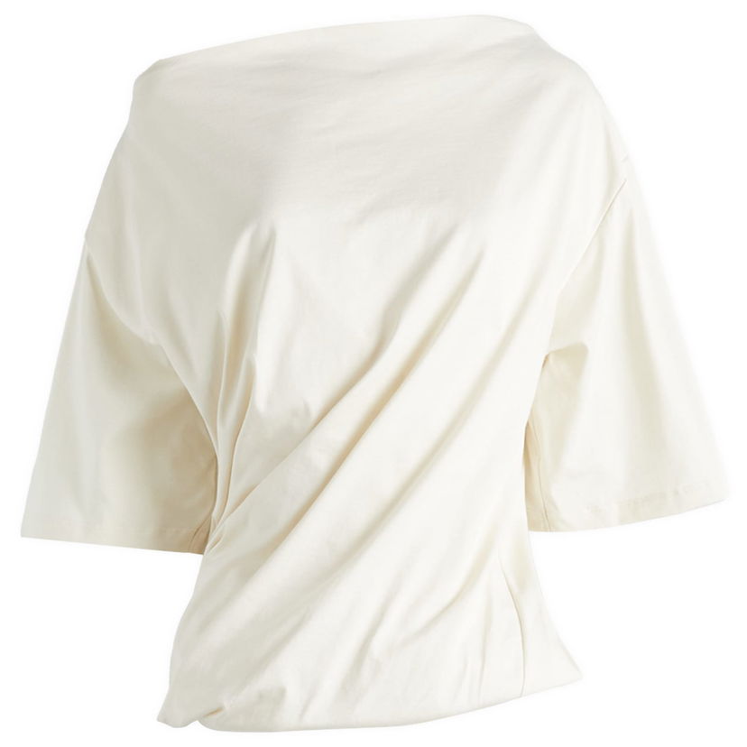 T-paita Baserange Baserange Turn Draped Off-The-Shoulder T-Shirt, Size Large Valkoinen | TOTUS-RC-SP25-Undyed