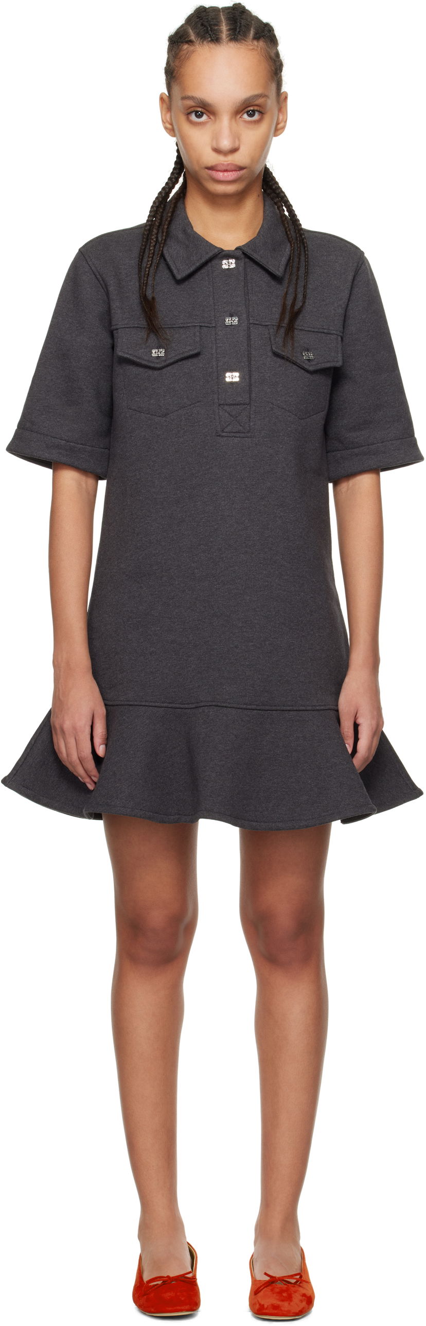 Mekko GANNI Ganni Heavy Fleece Mini Dress Harmaa | T4108