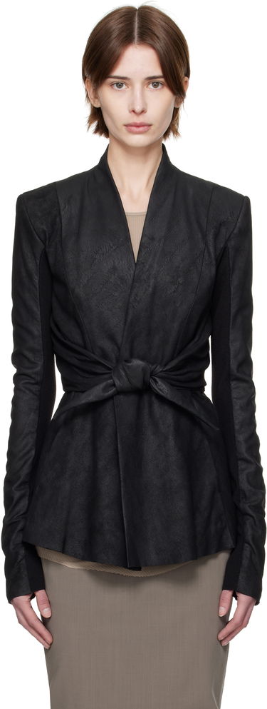 Takki Rick Owens Rick Owens Hollywood LS Strutter Leather Jacket Musta | RP01E7700 LBA, 0