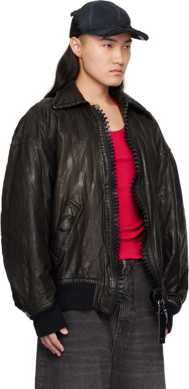 Bomber-takki Maison MIHARA YASUHIRO Backlash Smooth Big Zip Leather Jacket Musta | C13BL003, 1