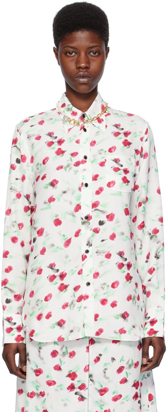 Paita Marni Printed Shirt Valkoinen | CAMA0103A0 UTVA12