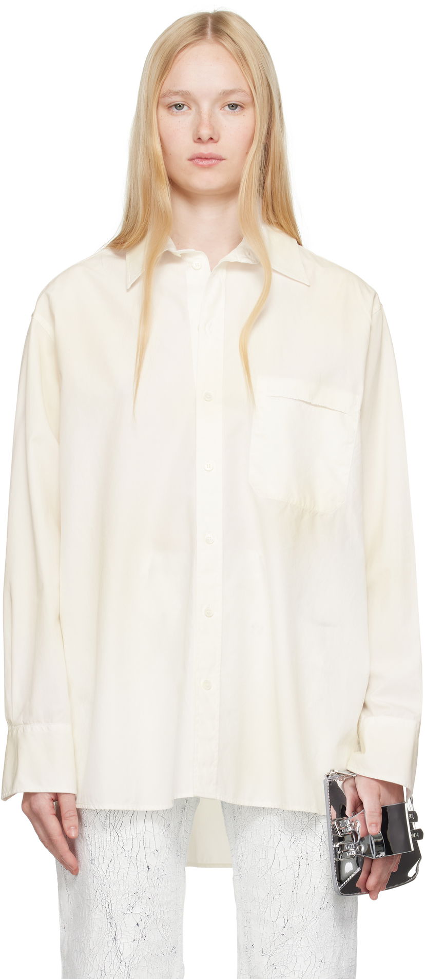 Paita Maison Margiela MM6 Maison Margiela Cotton Poplin Long Sleeve Shirt Valkoinen | S62DT0035 M35458
