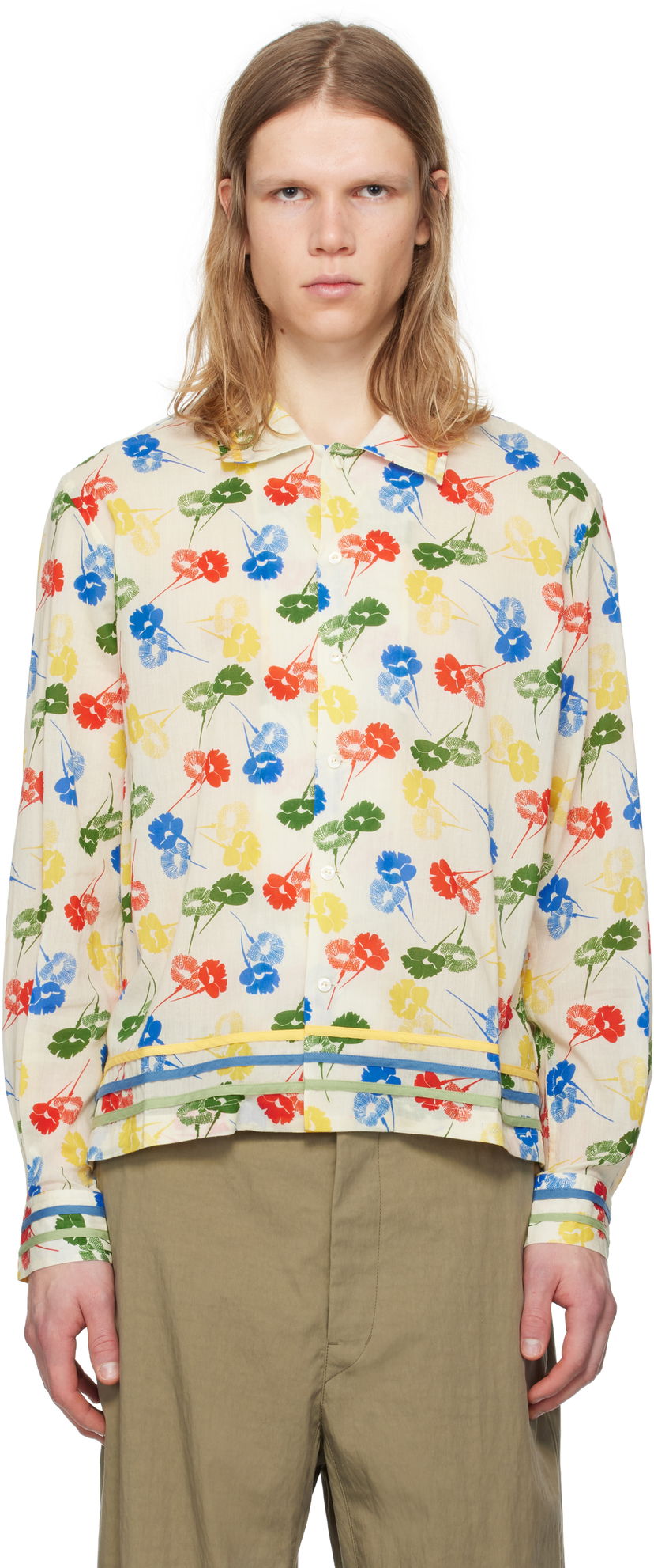Paita Bode Bode Flower Stamp Long Sleeve Shirt Monivärinen | MRS25SH011