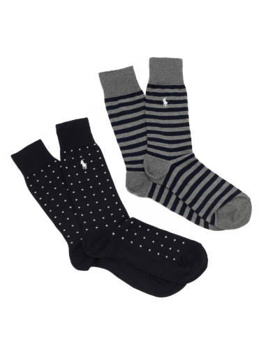 Sukat Polo by Ralph Lauren Dot Stripe Crew Socks 2Pack Monivärinen | 449655259002