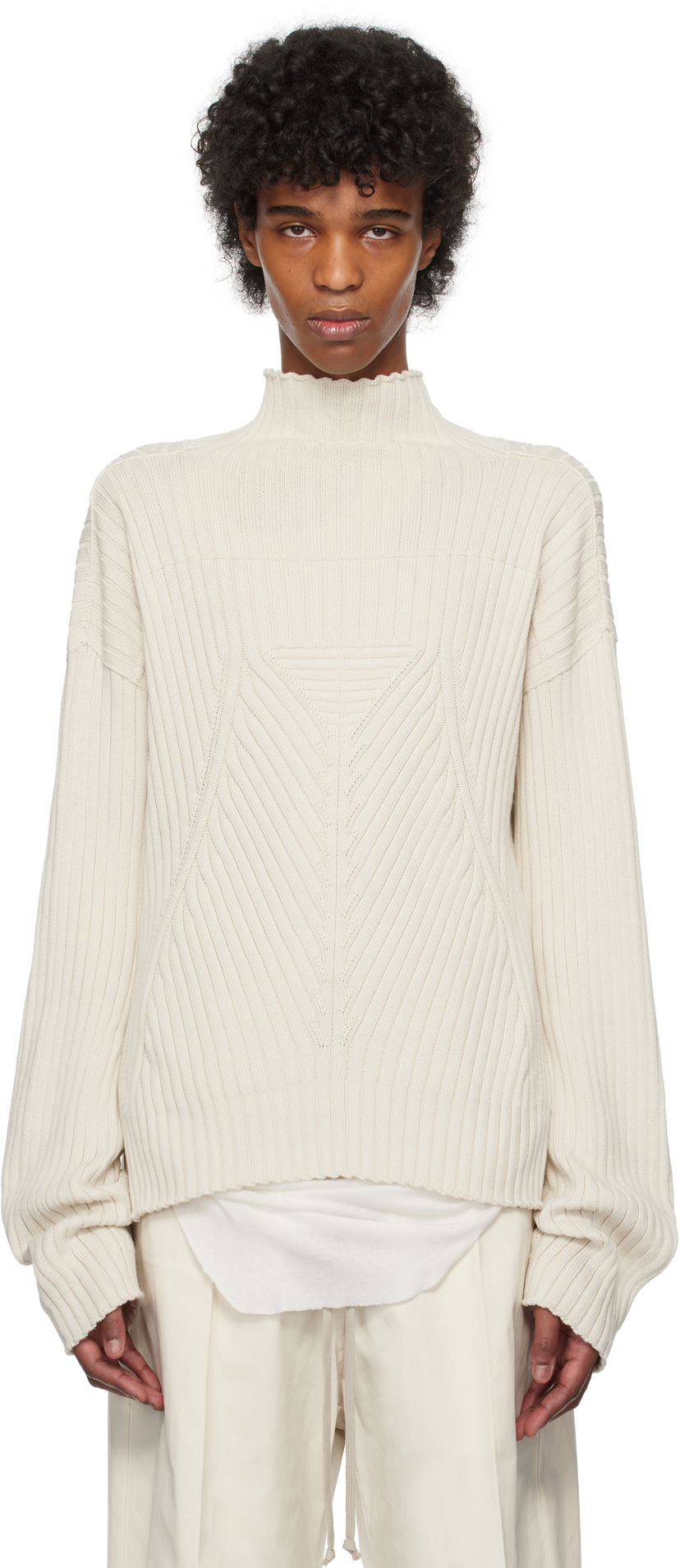 Villapaita Rick Owens Rick Owens Hollywood Tabard Sweater Beige | RU01E5663 KEC