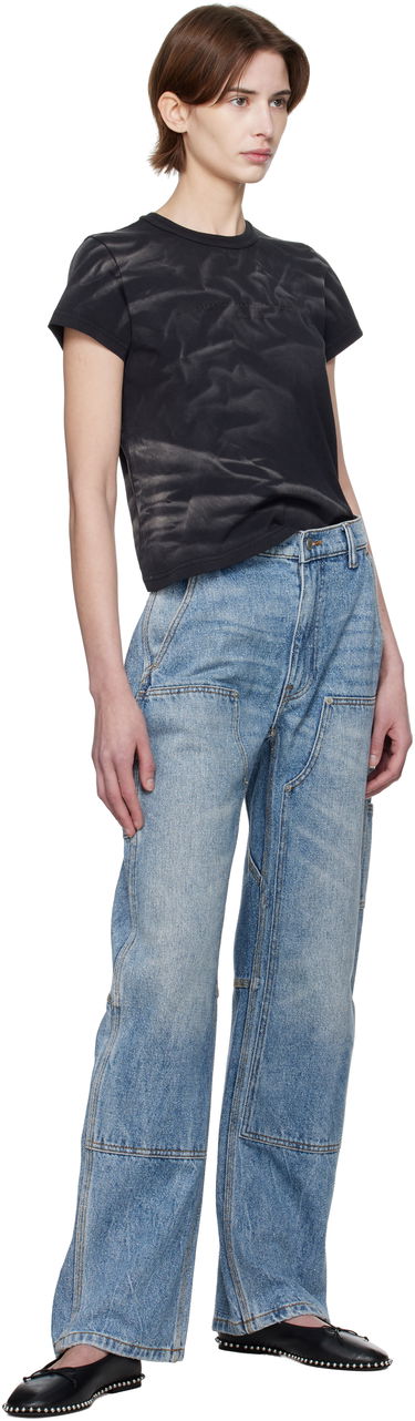 T-paita Alexander Wang Alexander Wang Distressed Logo Shrunken T-Shirt Musta | 1CC1251990, 3