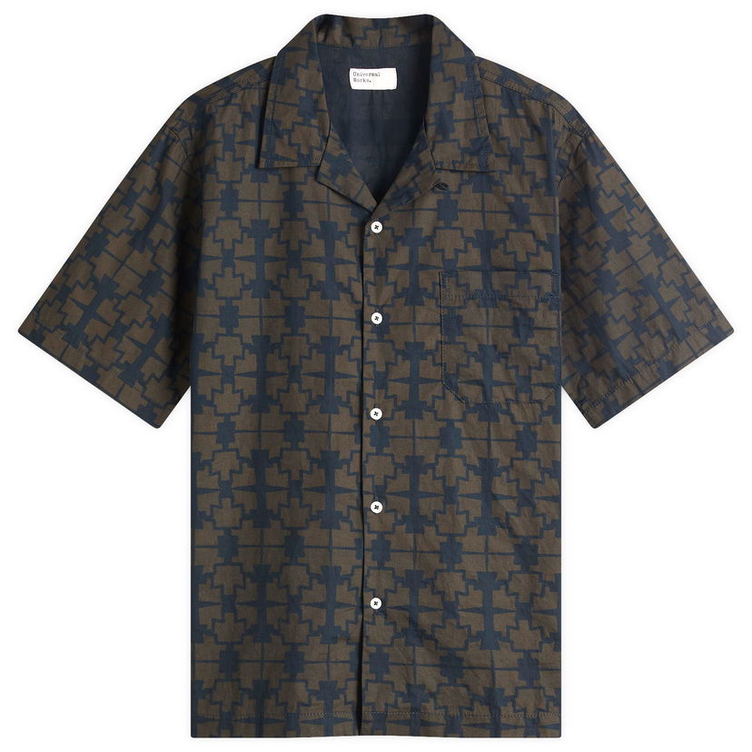 Paita Universal Works Milta Print Road Shirt, Size X-Large Tummansininen | P32045-NVY
