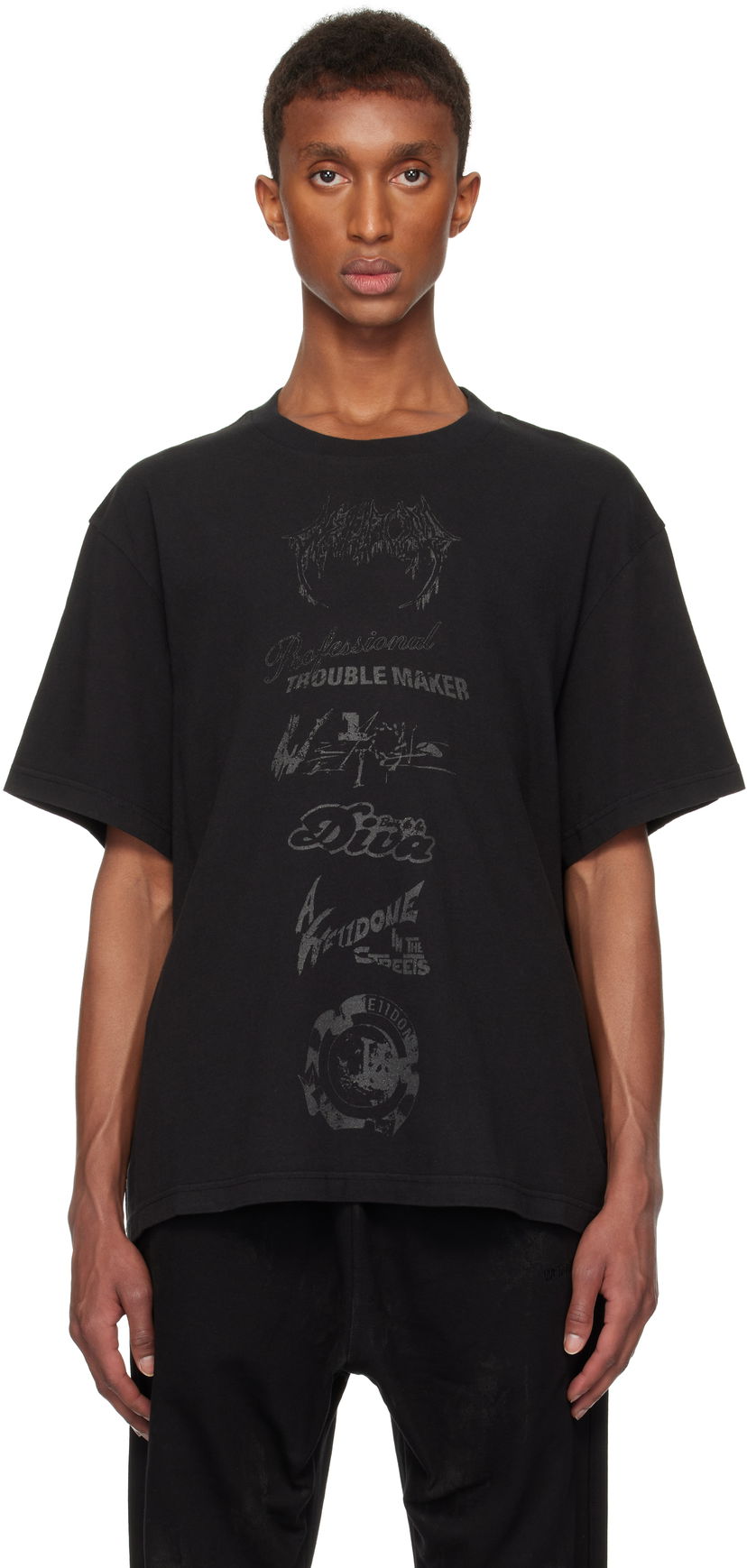 T-paita We11done Multi Logo Graphic T-Shirt Musta | WD-TT3-24-777-U-BK