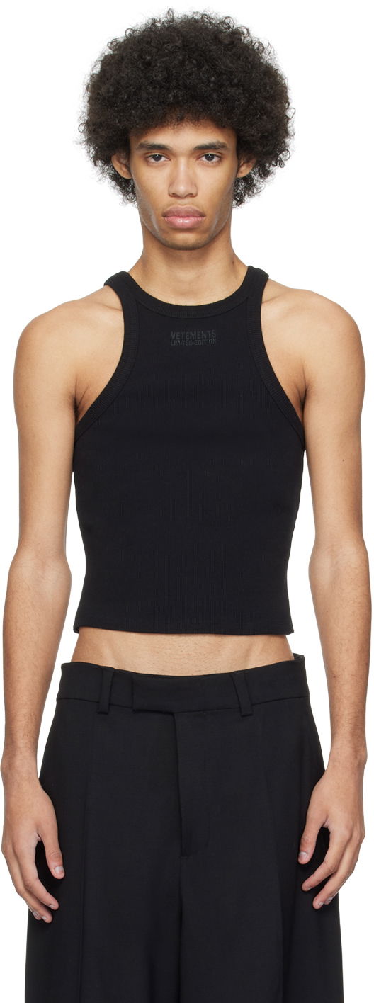 Tankkitoppi VETEMENTS Embroidered Tank Top Musta | UE64TO140B