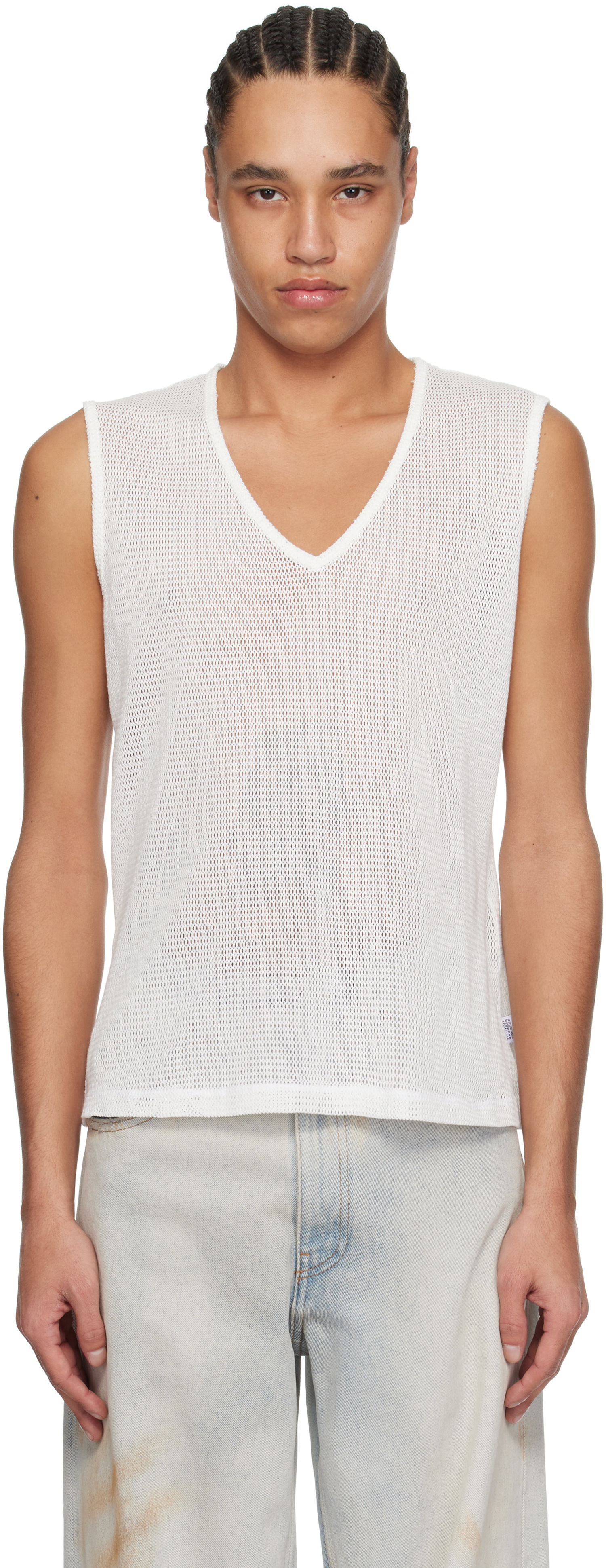 Tankkitoppi Maison Margiela MM6 Maison Margiela V-Neck Tank Top Valkoinen | SH2NL0008 M20111, 0