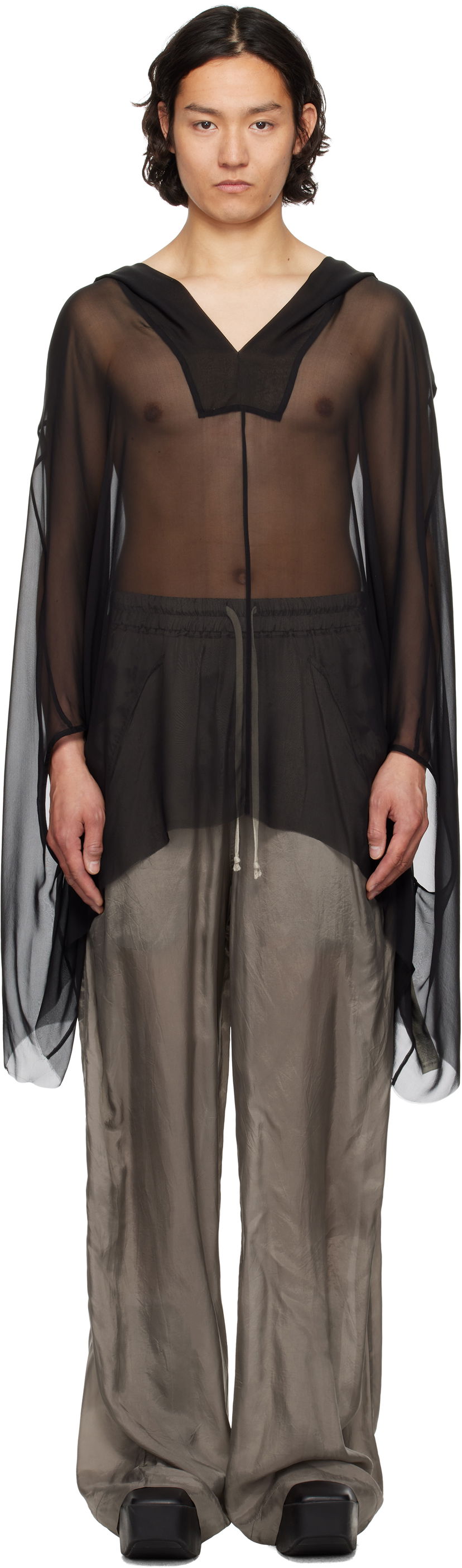 Villapaita Rick Owens Rick Owens Hollywood Hooded Kaftan Musta | RR01E5505 S