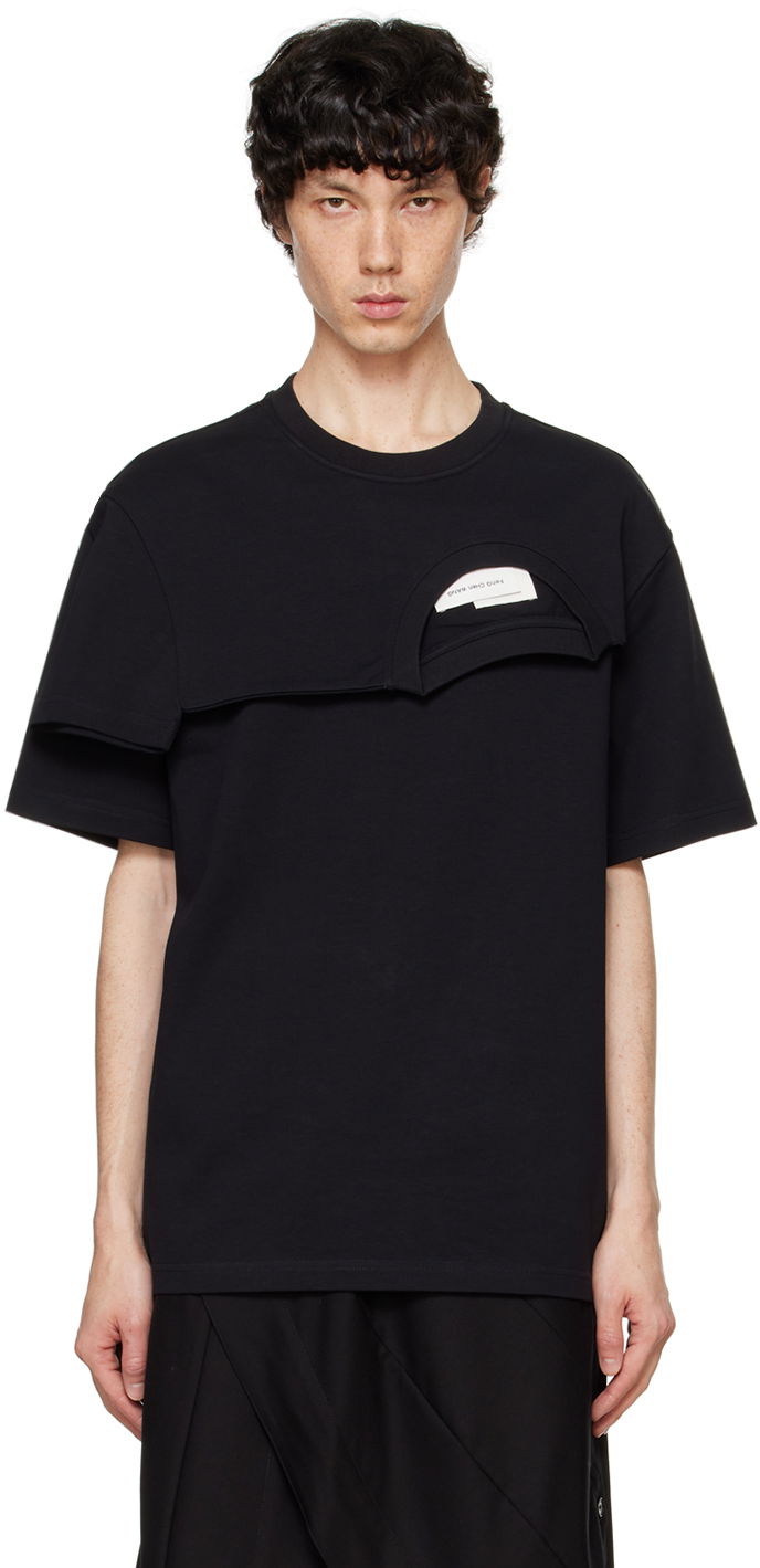 T-paita Feng Chen Wang Feng Chen Wang Double Collar T-Shirt Musta | FF12TSH715B