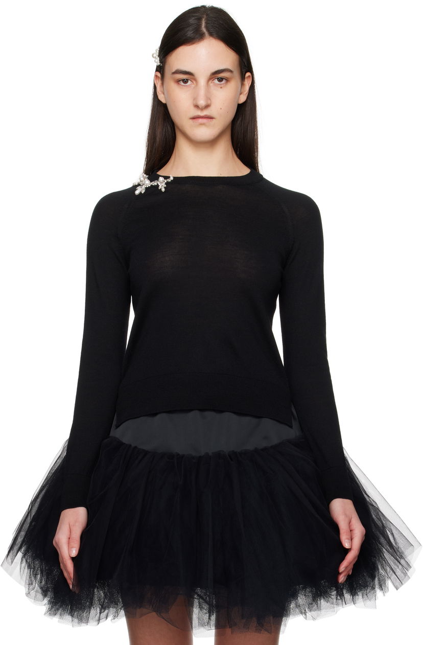 Villapaita Simone Rocha Simone Rocha Classic Wool Pullover Musta | KMK22B 0647