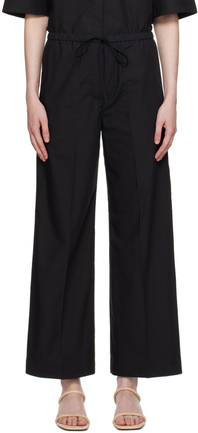 Housut TOTEME TOTEME Drawstring Wide Leg Trousers Musta | 243-WRB1709-FB0217