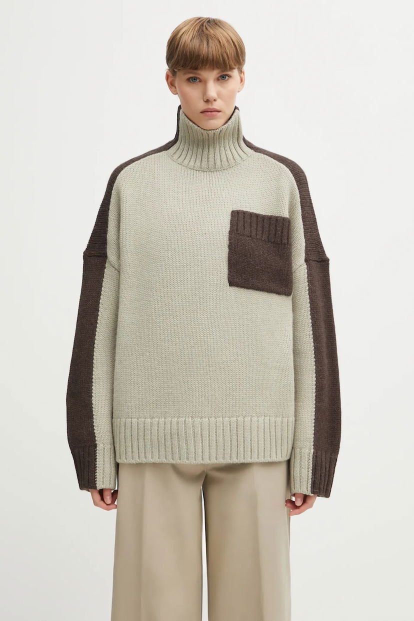 Villapaita JW Anderson JW Anderson Two Tone Patch Pocket Turtleneck Sweater Monivärinen | KW1402.YN0367