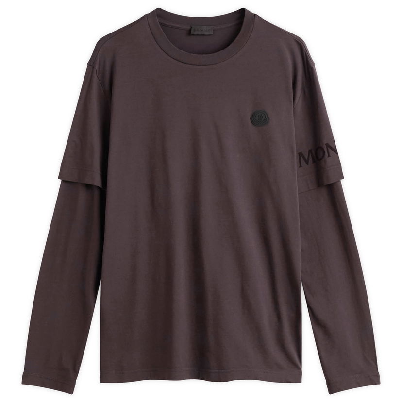 T-paita Moncler Double Layer Long Sleeve T-Shirt, Size Large, by Moncler Ruskea | 8D000-08-89AYW-250
