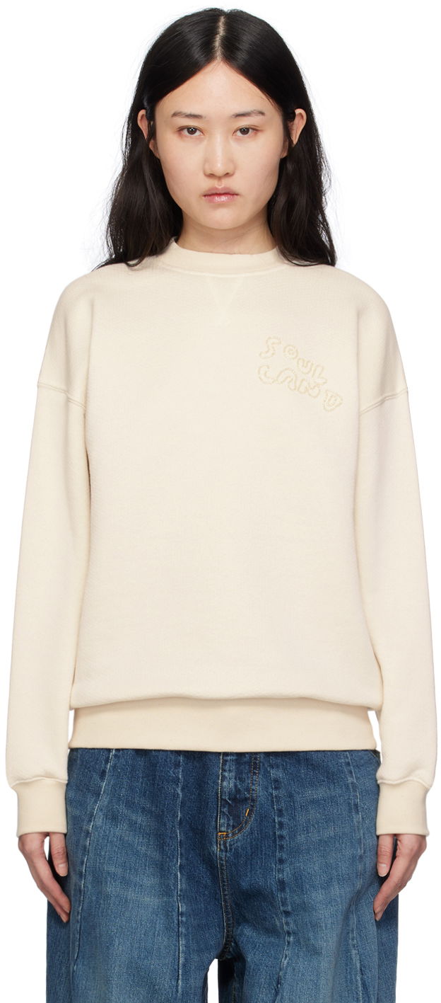 Huppari Soulland Koda Embroidered Sweatshirt Valkoinen | 41117-1263