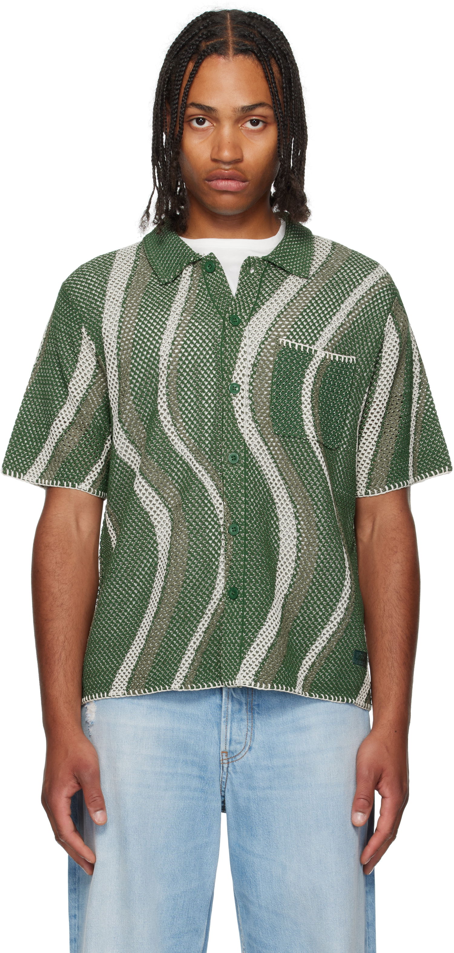 Paita Dime Dime Soleil Button Up Knit Shirt Vihreä | DIMESU257GRN, 0