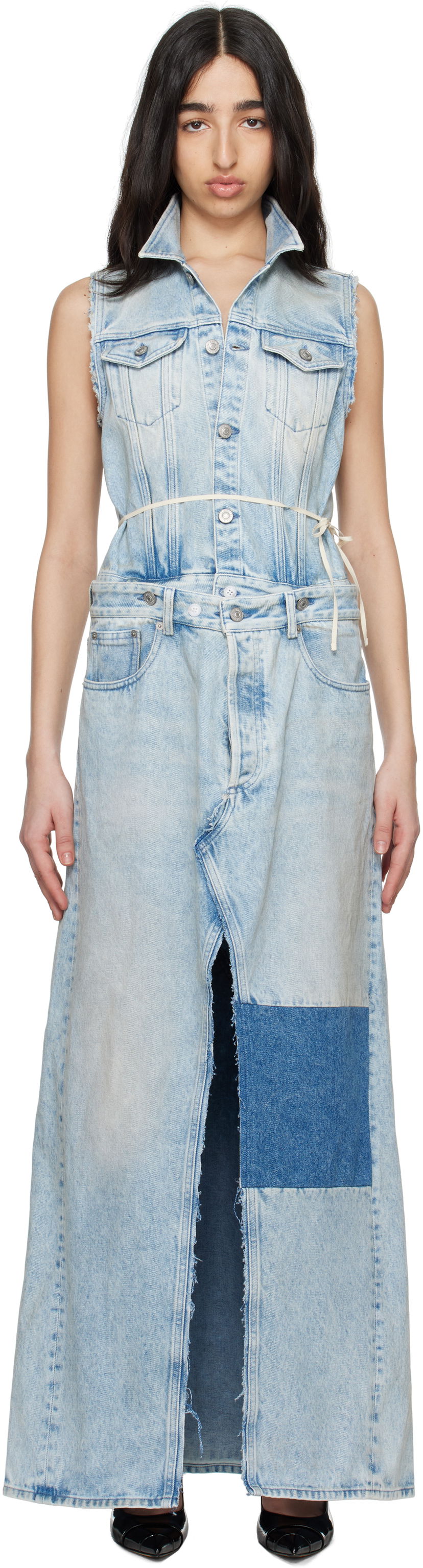 Mekko Maison Margiela MM6 Maison Margiela Paneled Denim Maxi Dress Sininen | S62DG0046 M30018