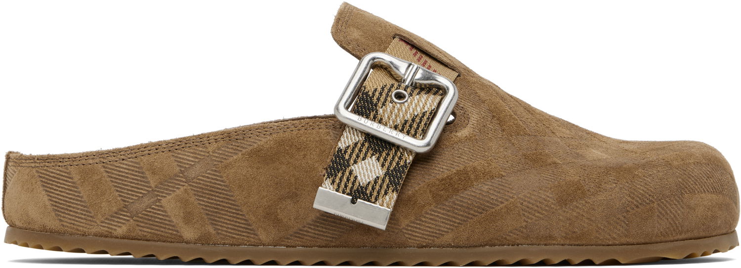 Vaatteet Burberry Burberry Check Suede Urchin Clogs Ruskea | 8113393, 0