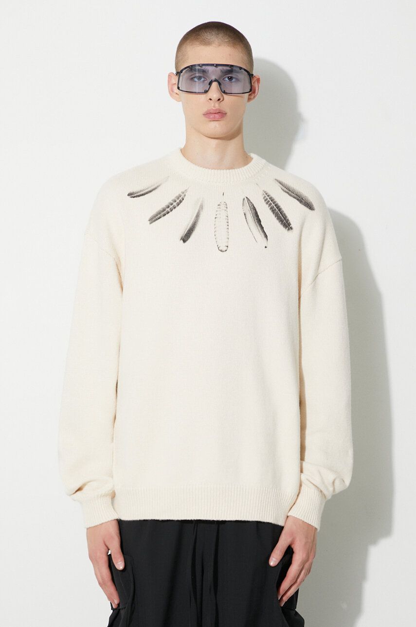 Villapaita Marcelo Burlon Sweater With Print Beige | CMHE036F23KNI0026F10, 0