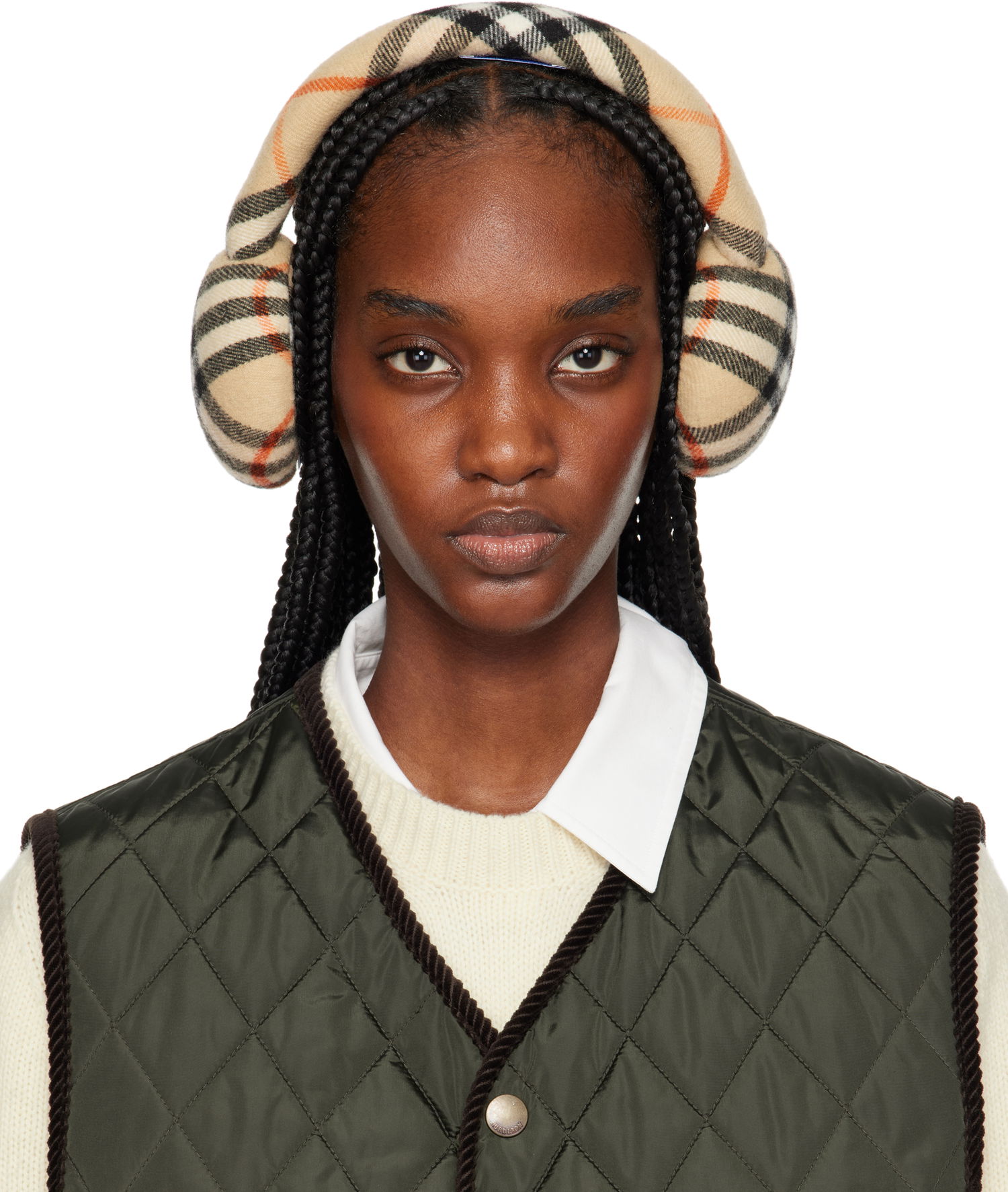 Huivi Burberry Burberry Check Wool Earmuffs Beige | 8105109, 0