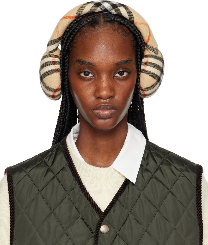 Huivi Burberry Burberry Check Wool Earmuffs Beige | 8105109