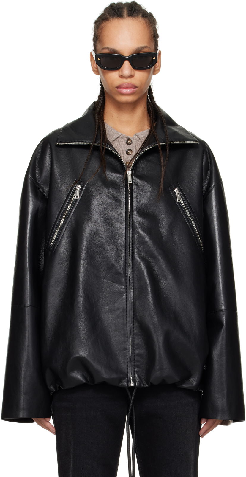 Takki Nanushka Nanushka Aiman Faux-Leather Jacket Musta | NW25RSJK13999