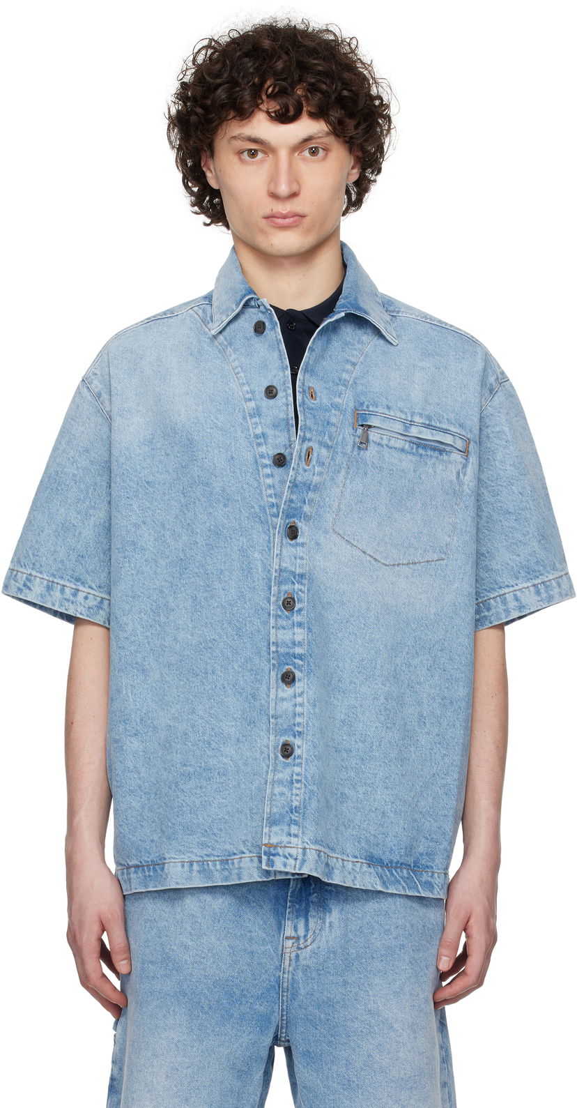 Paita BOSS Faded Denim Shirt Sininen | 50538203