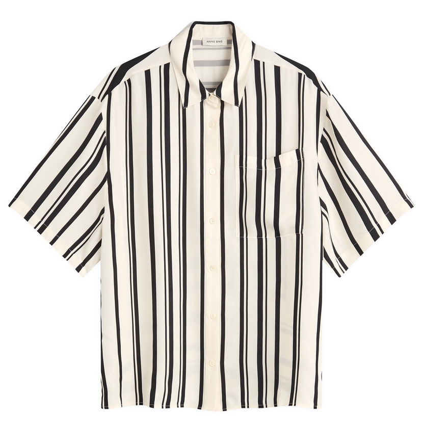 Paita Anine Bing Anine Bing Coco Short Sleeve Stripe Shirt, Size Large Monivärinen | A-07-11268-MTL95