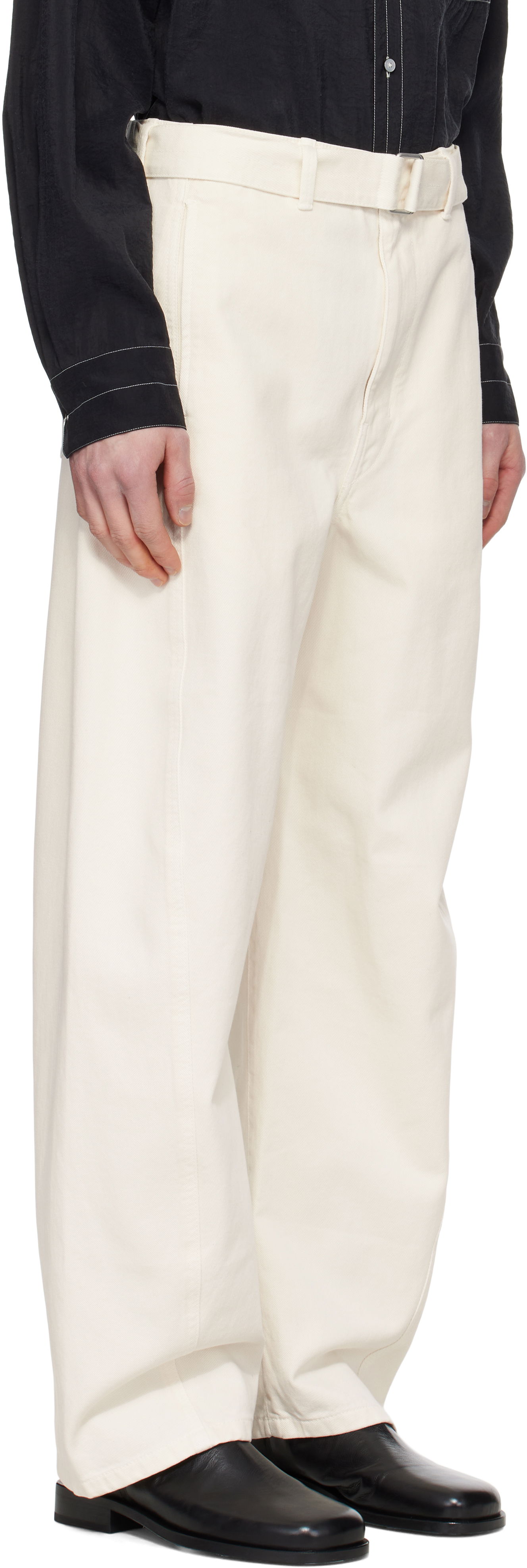 Housut LEMAIRE Lemaire Twisted Belted Trousers Valkoinen | PA326 LD1034, 1