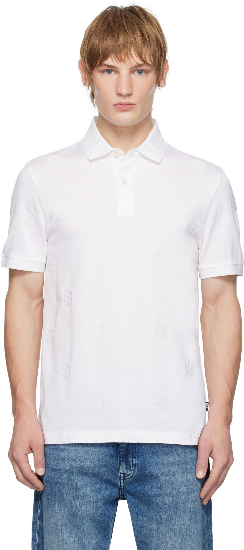 Poolopaita BOSS Slim Fit Polo With Embroidered Monogram Valkoinen | 50532765