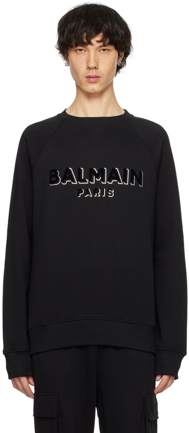 Huppari Balmain Metallic Flocked Sweatshirt Musta | CH1JQ005BB99