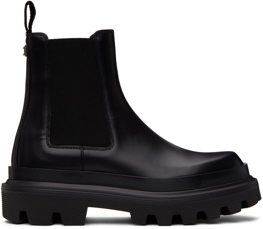 Tennarit ja kengät Dolce & Gabbana Black Pull-Loop Chelsea Boots Musta | A60565AB640, 0