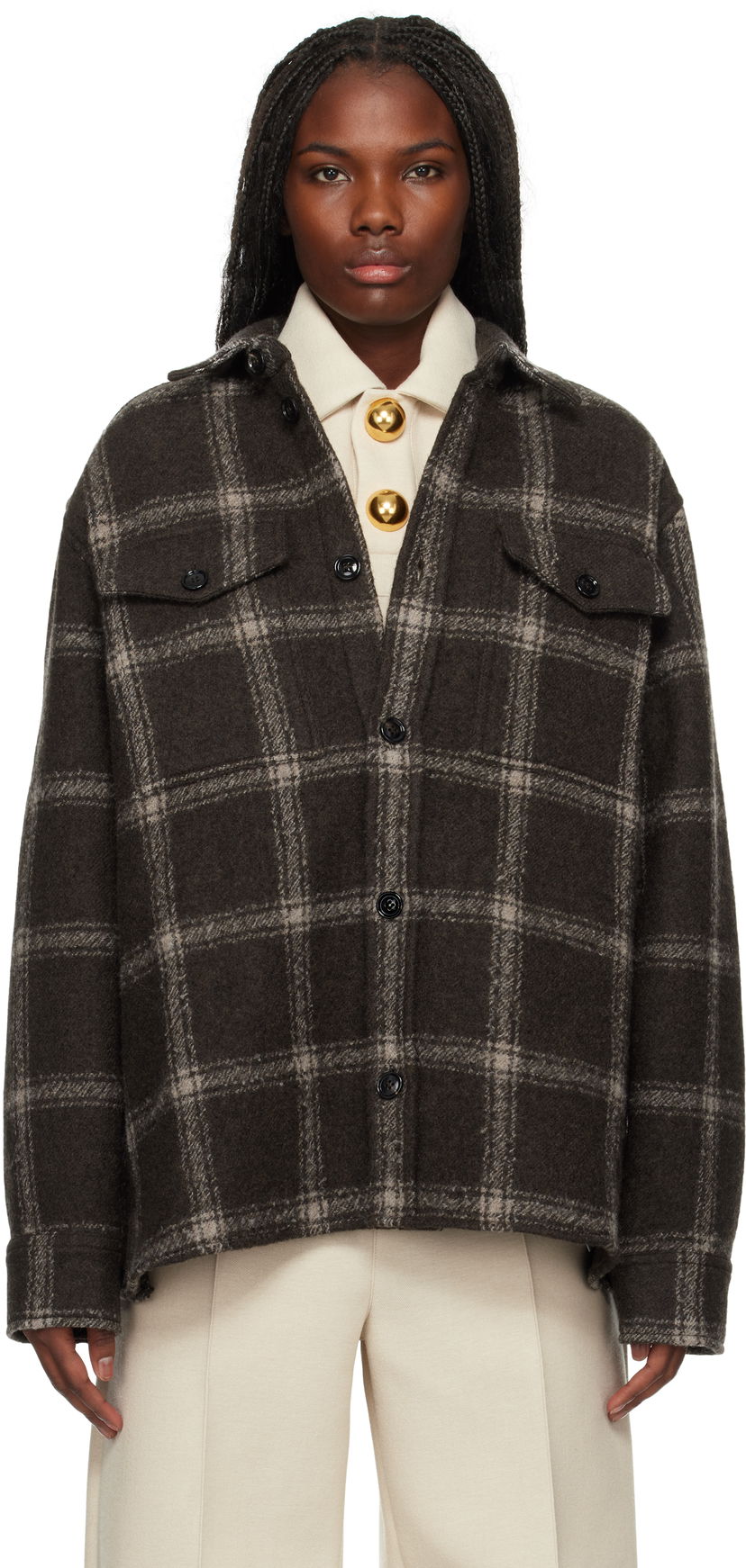 Paita AMI Overshirt Chest Pocket Ruskea | UJK244.WO0001