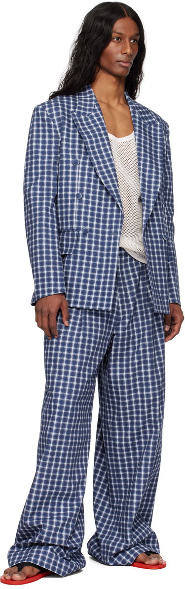 Housut ERL ERL Check Pleated Tailored Trousers Sininen | ERL10P038, 3