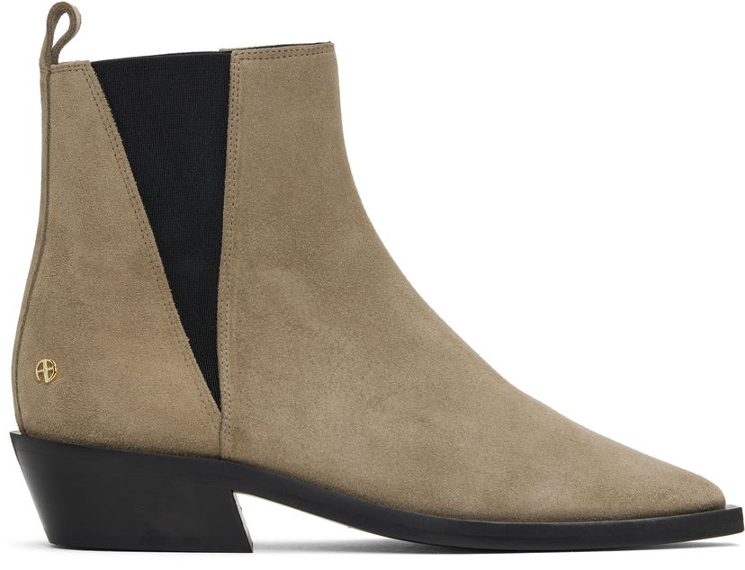 Vaatteet Anine Bing Anine Bing Bekah Suede Flat Ankle Boots Beige | A-14-10197-TPU1