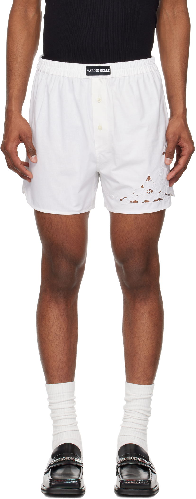 Nyrkkeilijät Marine Serre Marine Serre Regenerated Linen Shorts Valkoinen | USH002A UWOV0007