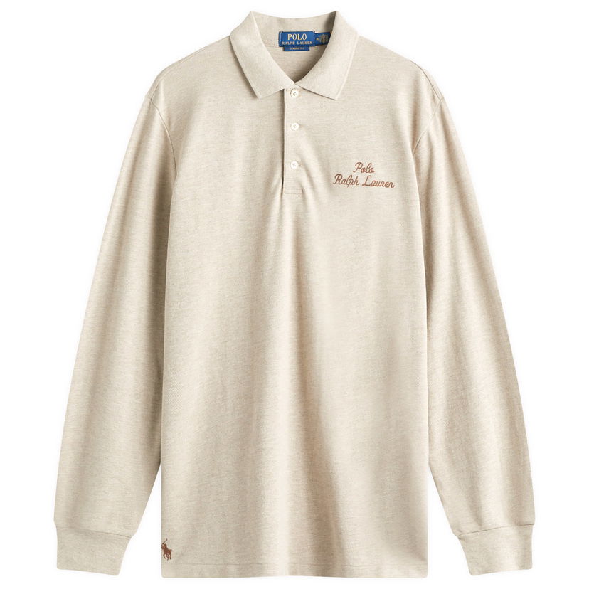 Poolopaita Polo by Ralph Lauren Script Logo Long Sleeve Polo Beige | 710957364001