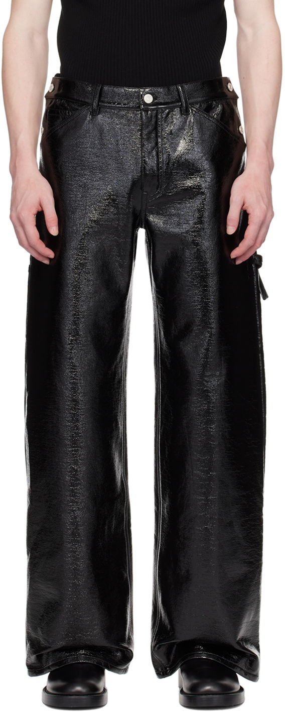 Cargo housut Courrèges Sailor Black Vinyl Trousers Musta | 124CPA188VY0014