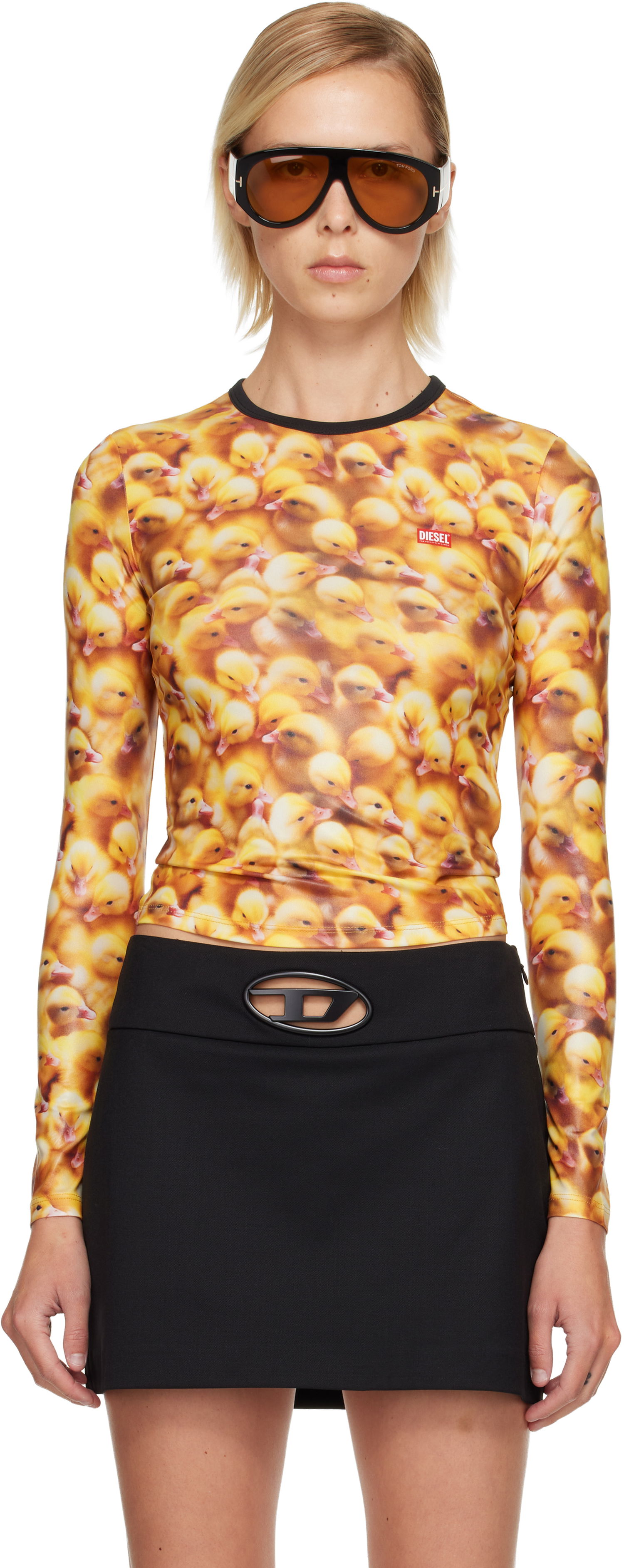 T-paita Diesel All-Over Duckling Print Crewneck Long Sleeve Top Monivärinen | A19608 0JLCC, 0