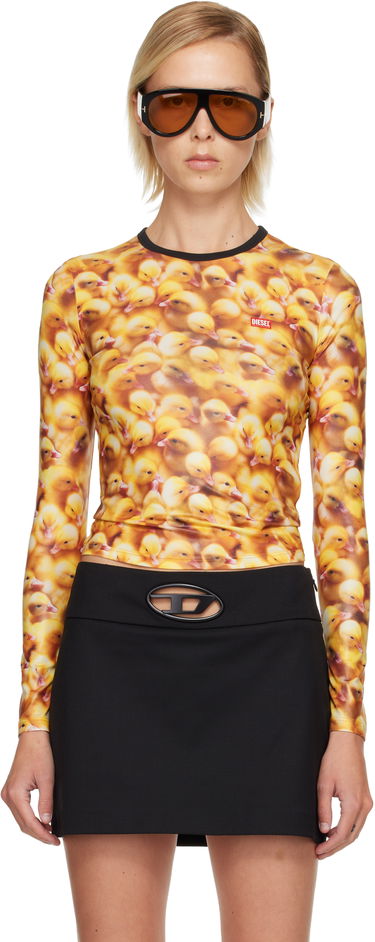 T-paita Diesel All-Over Duckling Print Crewneck Long Sleeve Top Monivärinen | A19608 0JLCC, 0