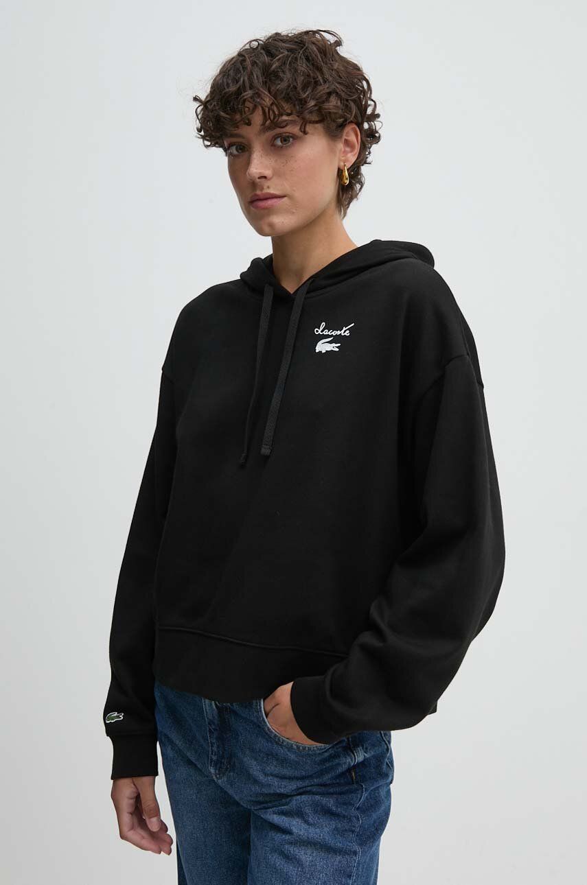 Huppari Lacoste Cropped Hoodie With Logo Print Musta | SF2649, 0