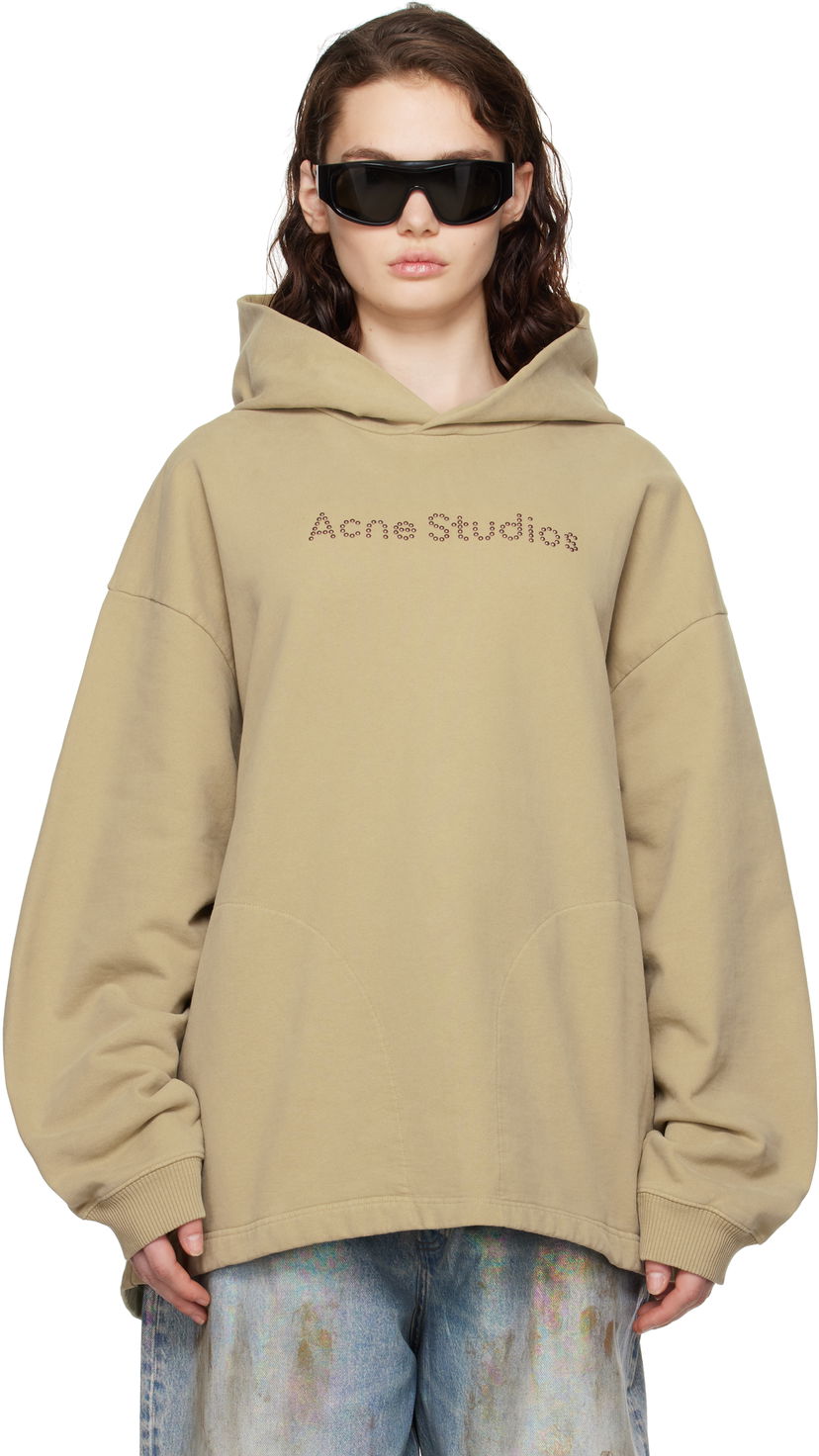 Huppari Acne Studios Acne Studios Logo Hoodie Beige | CI0192-