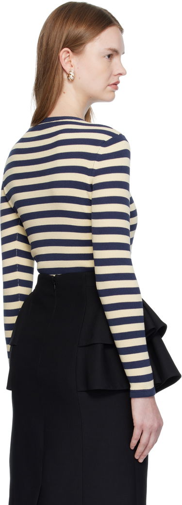 T-paita Valentino Valentino Striped Cotton T-Shirt Tummansininen | 7B3KC66N9JD, 2