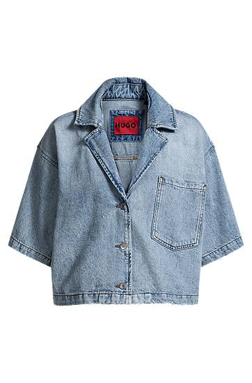 Takki BOSS HUGO Relaxed-Fit Denim Blouse Sininen | 50535366