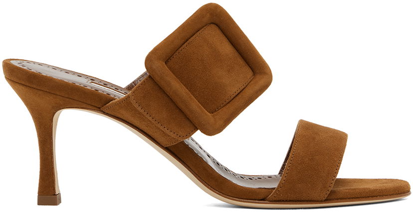 Asusteet Manolo Blahnik Manolo Blahnik Gable Suede Heeled Sandals Ruskea | 419-0479