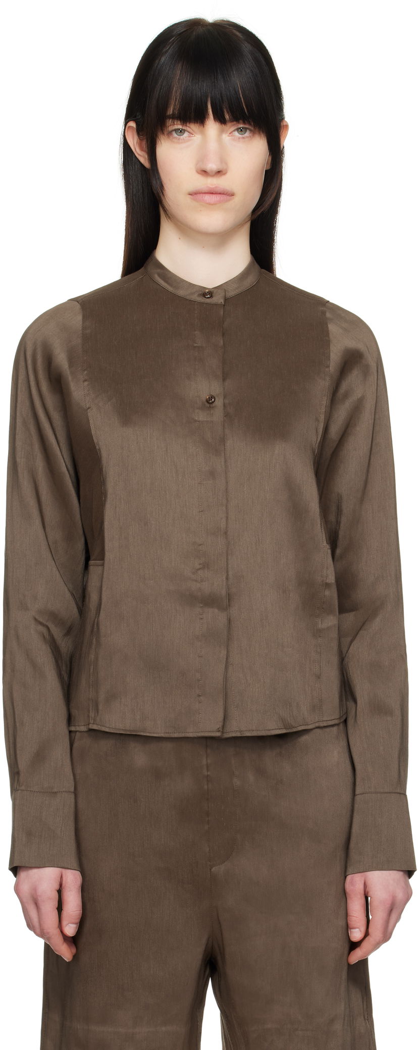 Paita Loulou de Saison Loulou de Saison Siara Band Collar Blouse Ruskea | SIARA